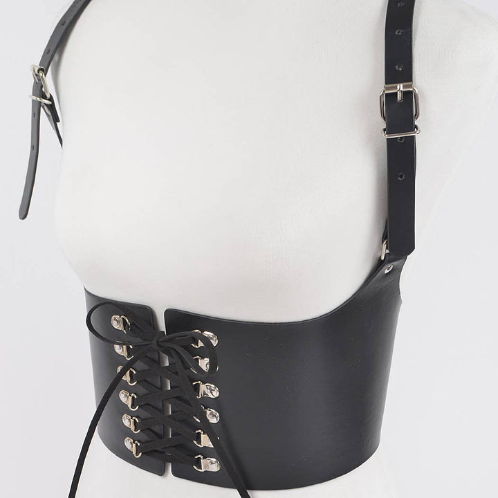 3AM BY H&D ACCESSORIES - Vegan Leather Corset Harness Belt: BK