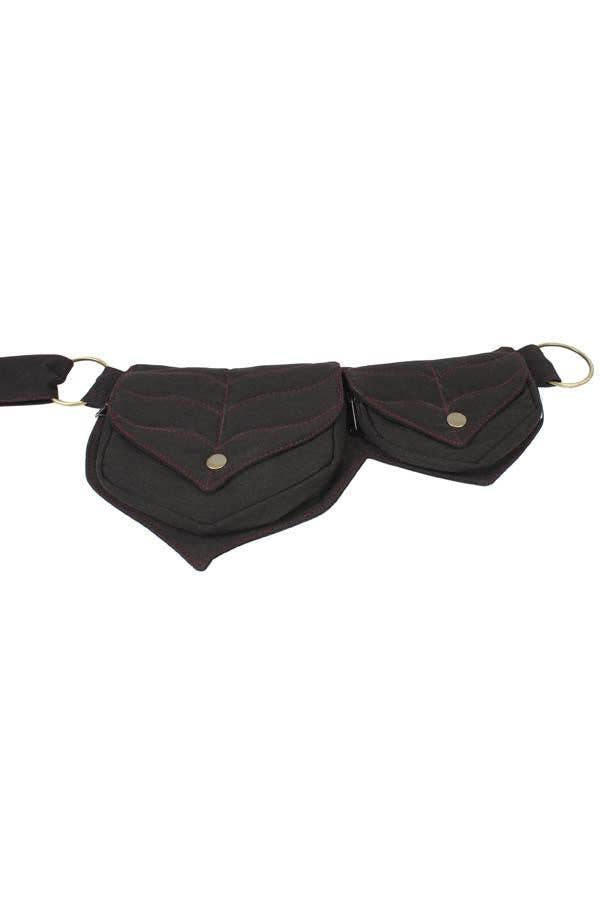 Lakhays Collection Inc. - Cotton two Leaf Pocket Waist Belt: Black / One Size