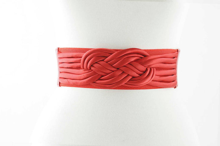 COMECO INC - Wide Silk Braid Stretch Belt: Red