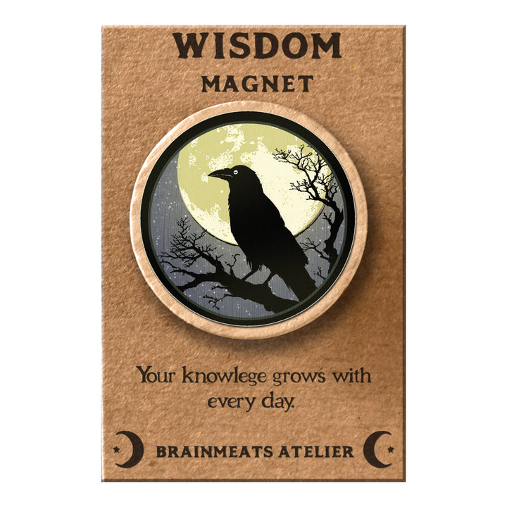Brainmeats Atelier - Wisdom Magnet – Raven on Full Moon Token for Students