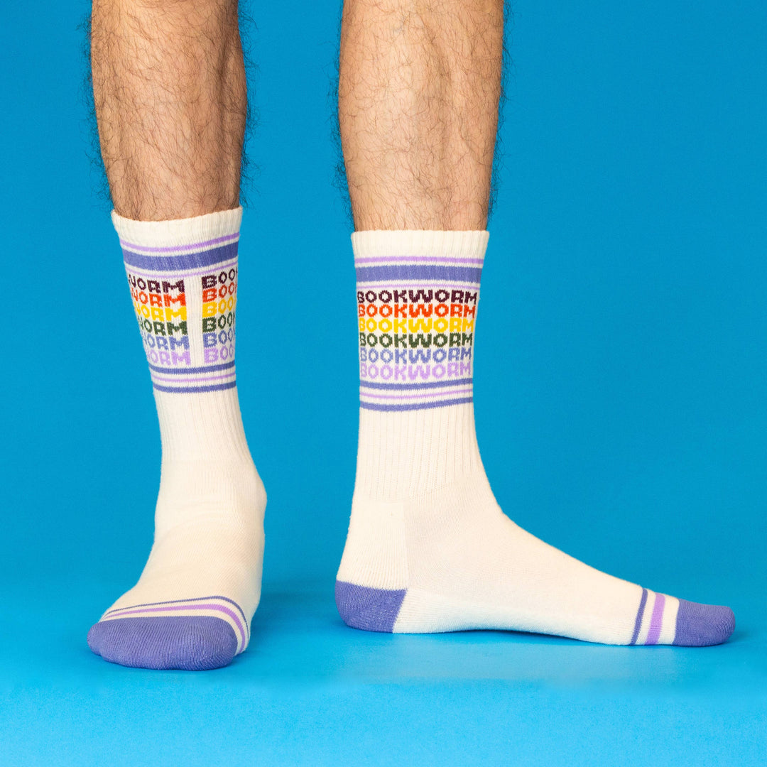 Gumball Poodle - Bookworm - Vintage Rainbow repeat Gym Crew Socks