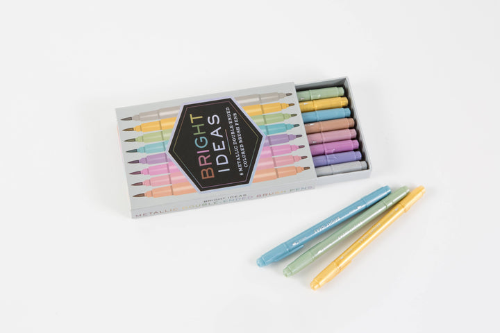 Chronicle Books - Bright Ideas Metallic Double-Ended Colored Brush Pens