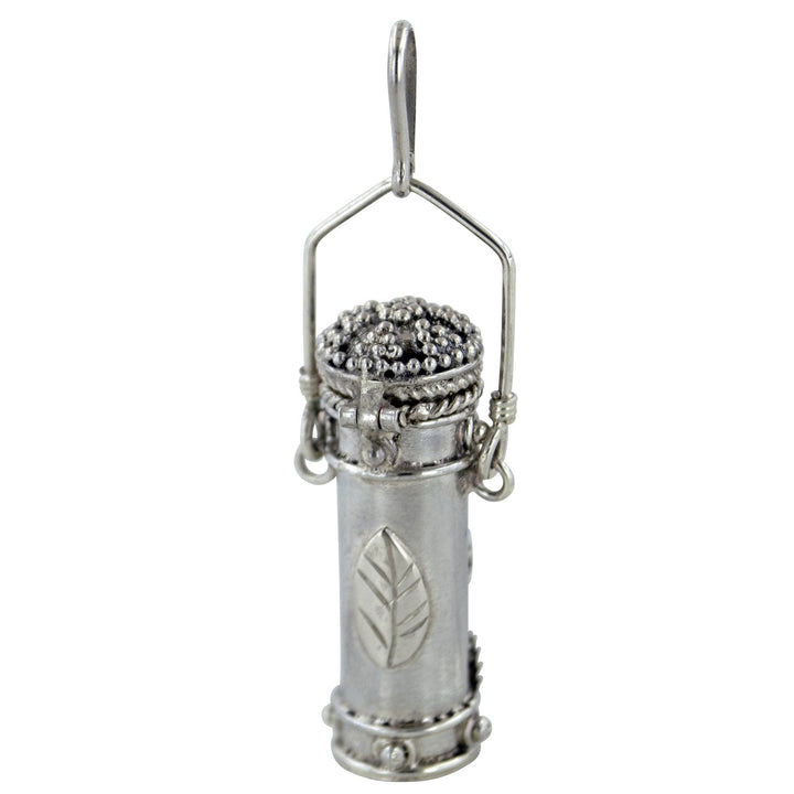 Silver Insanity - Poison Bottle - Tall Sterling Silver Pillbox Urn Pendant: Garnet