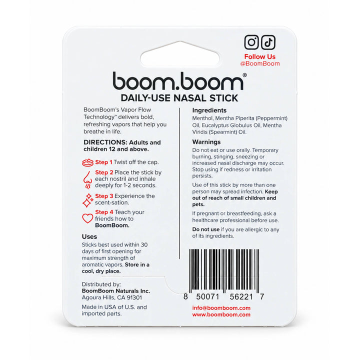 BoomBoom - BoomBoom Nasal Stick | Cool Refreshing Vapors  | Candy Cane : 24 sticks (4 countertop displays)