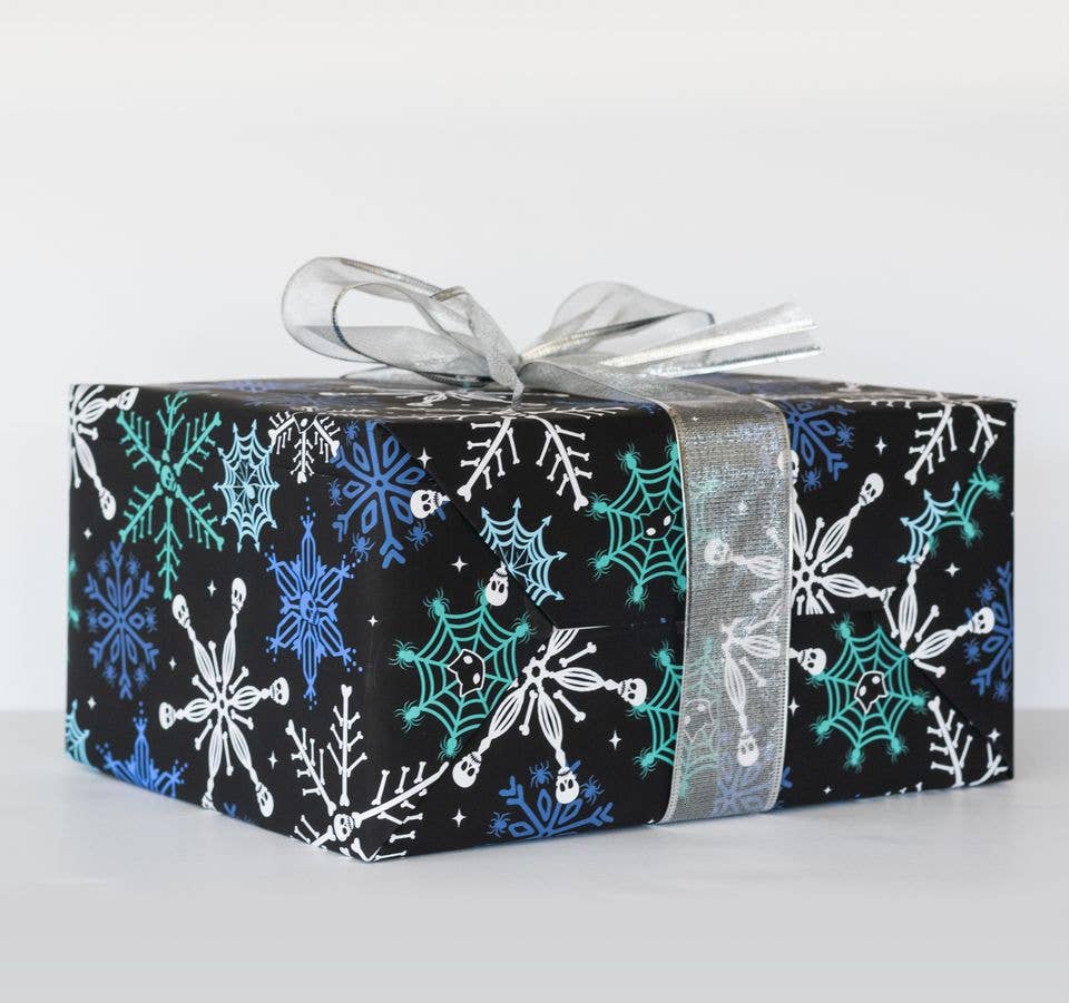 Spooky Cat Press - Skull Snowflake Gift Wrap (8ft Roll)