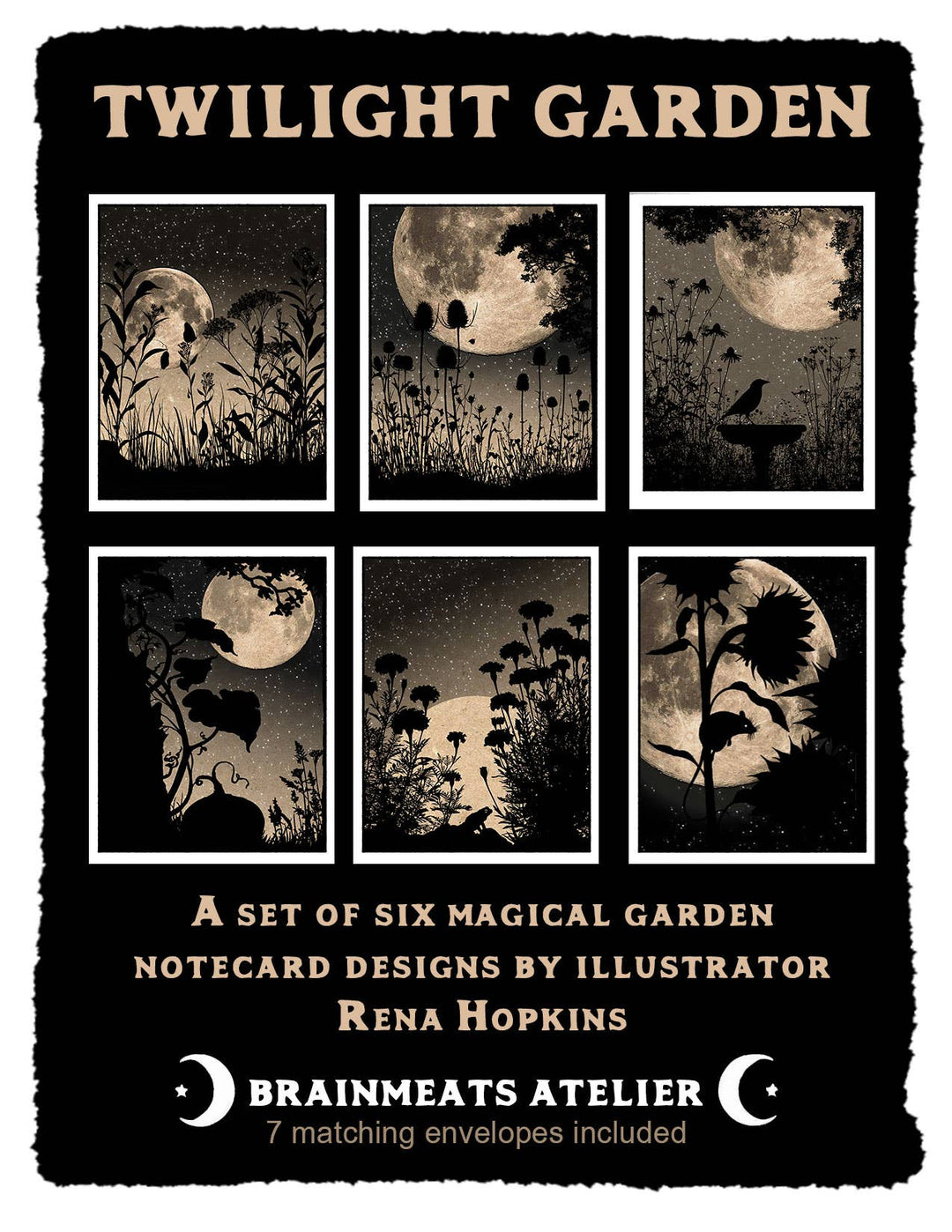 Brainmeats Atelier - Twilight Garden – Boxed Moonlit Garden Notecard Set