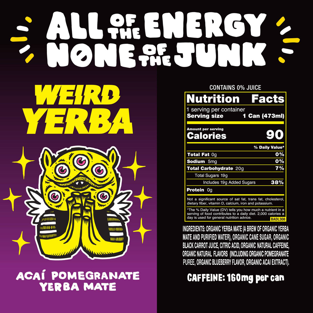 Weird Beverages - Organic Acai Pomegranate Yerba Mate 16oz Cans