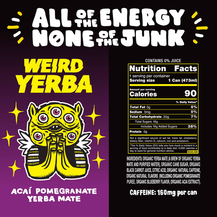 Weird Beverages - Organic Acai Pomegranate Yerba Mate 16oz Cans
