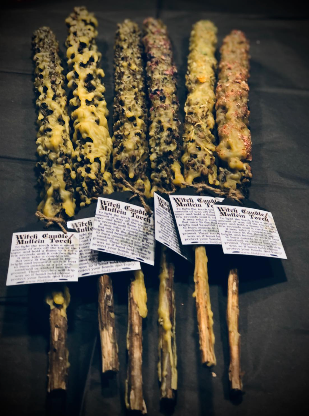 BlakByrd Botanika - Hag Torch / Witch Candle - Mullein torch (with stem) : Natural Beeswax / Small