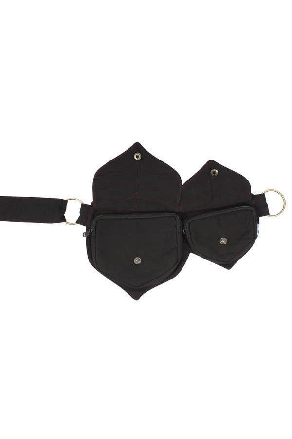 Lakhays Collection Inc. - Cotton two Leaf Pocket Waist Belt: Black / One Size