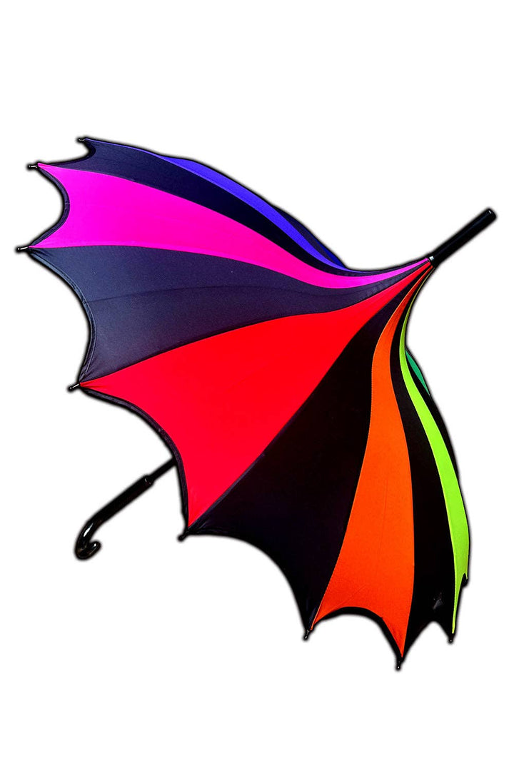 vampirefreaks - Batwing Pagoda Umbrella [Goth Rainbow]
