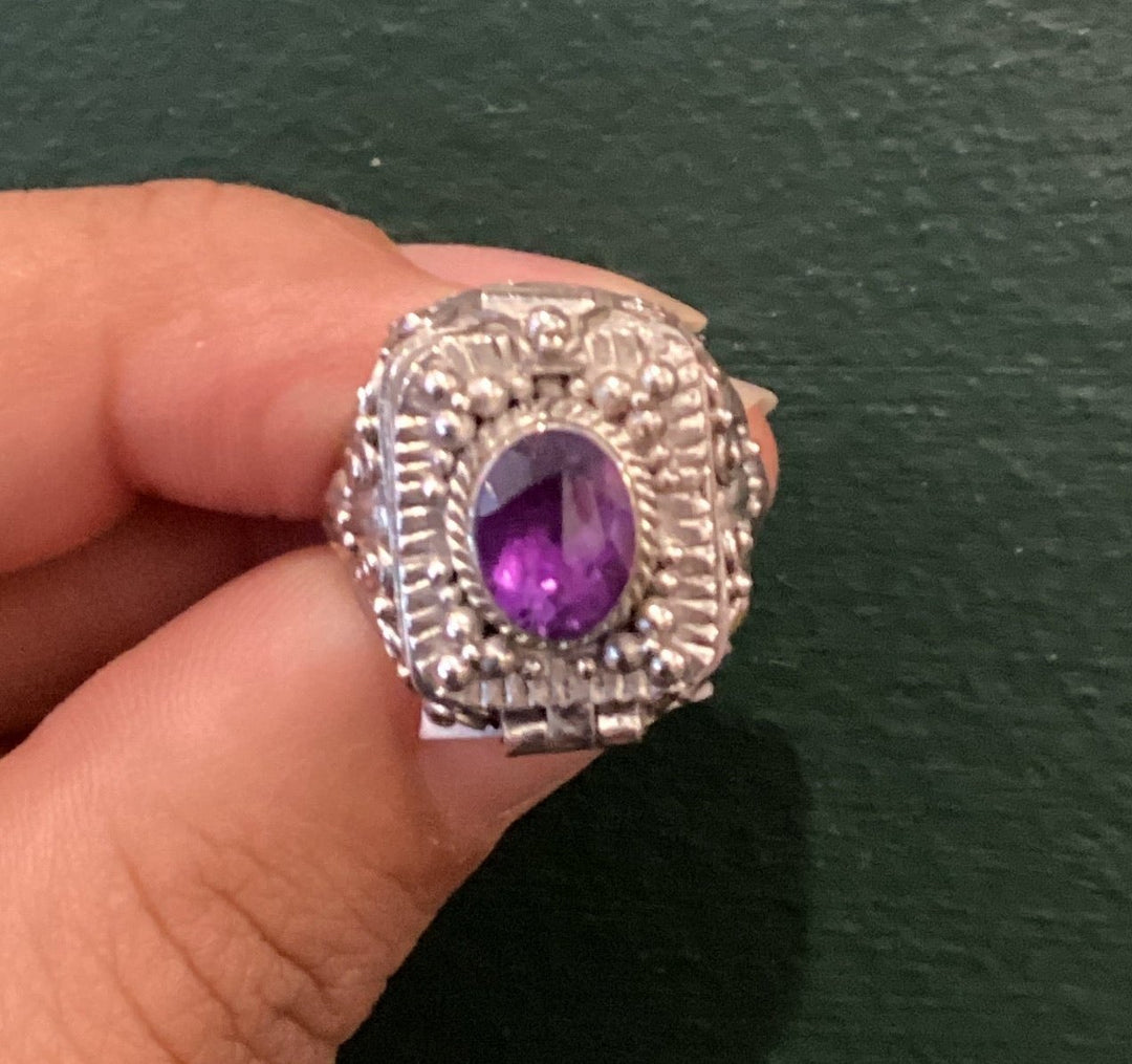 Silver Insanity - Dark Amethyst Large Poison Box Ring: 4