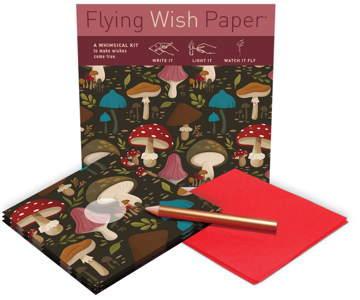 Flying Wish Paper MUSHROOMS / Fall / Mini kit with 15 Wishes + Accessories