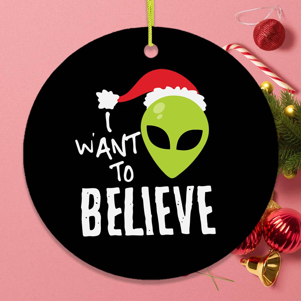 OrnamentallyYou - I Want to Believe Alien Santa Christmas Ornament