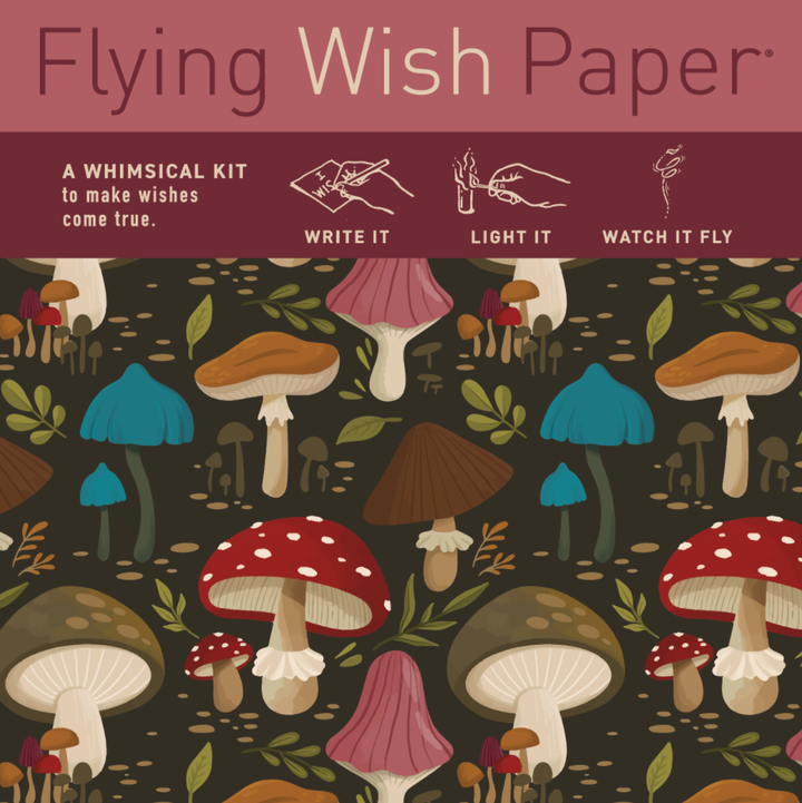 Flying Wish Paper MUSHROOMS / Fall / Mini kit with 15 Wishes + Accessories