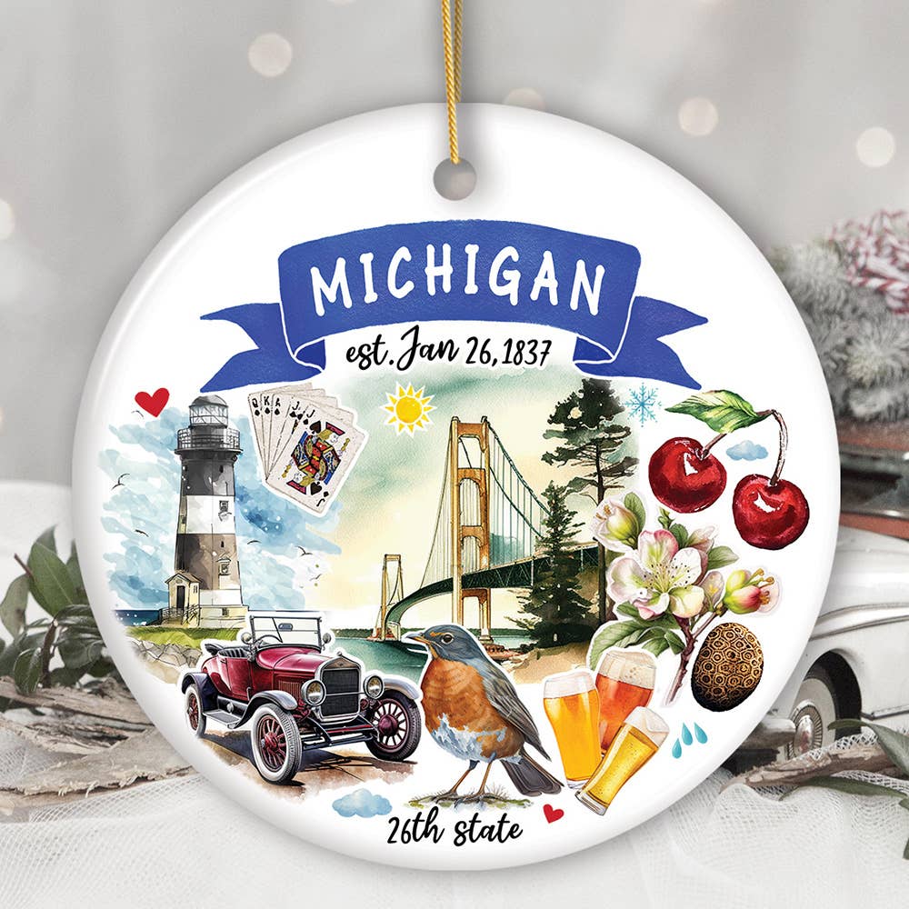 OrnamentallyYou - Artistic Michigan State Themes Christmas Ornament