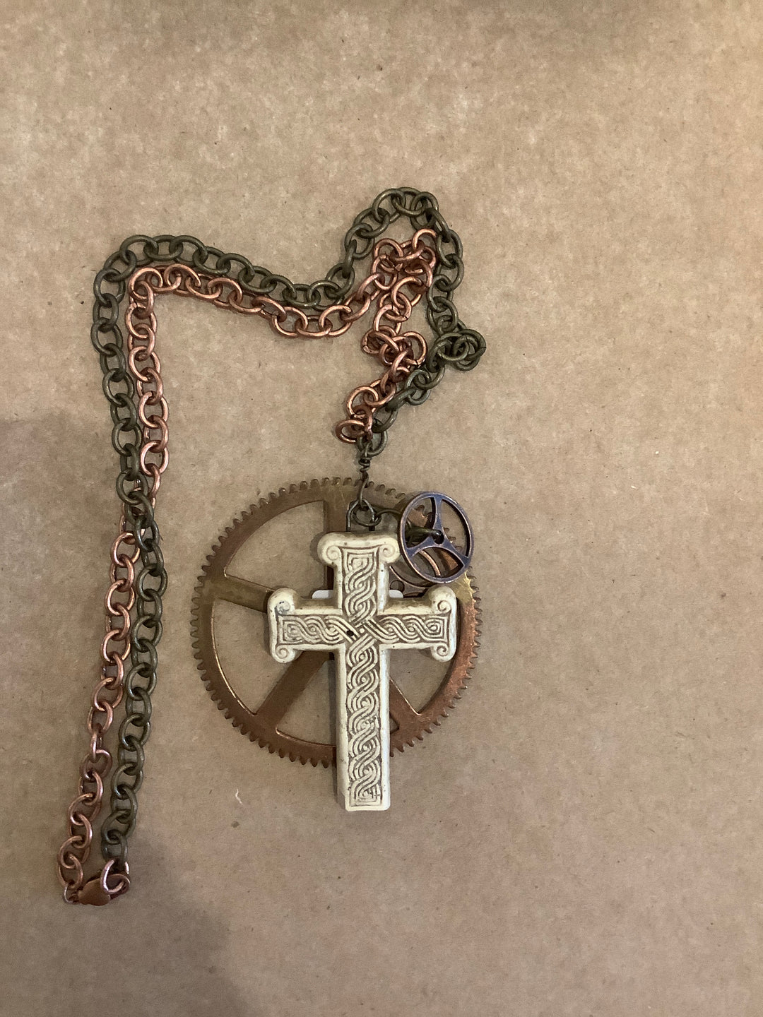 Cross and Gear Necklace
